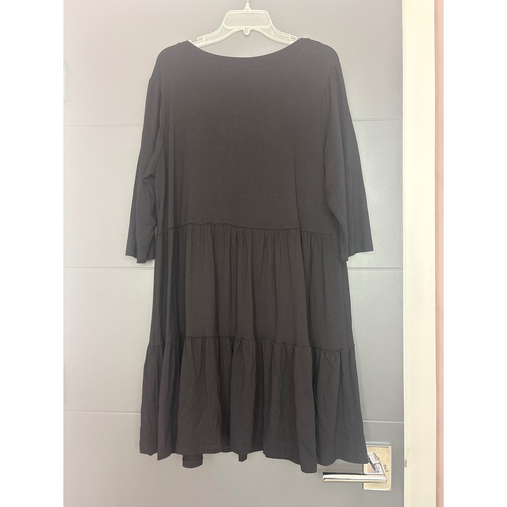 Avenue Black Tiered Dress Plus Size 14 3/4 Sleeve Casual‎ Tunic - Picture 4 of 5
